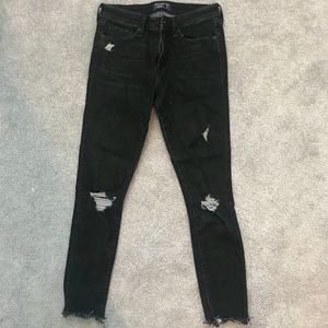 Abercrombie black ripped skinny jeans